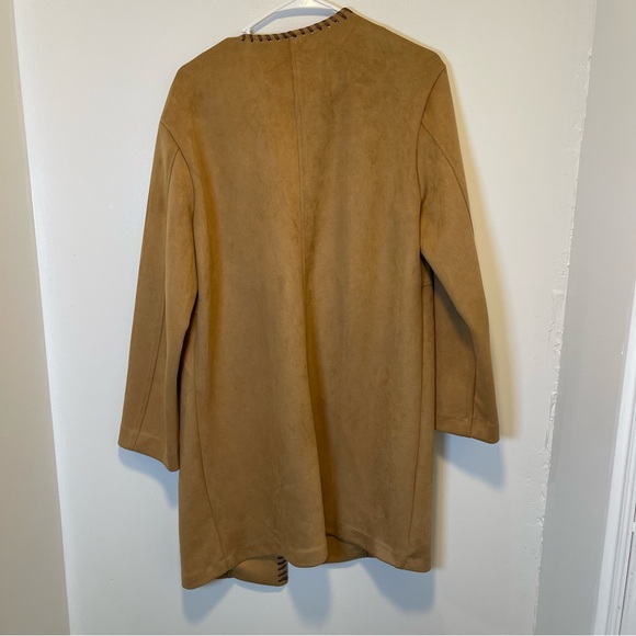 Marc New York‎ Tan Open Front Coat with Stitch Detail suede women’s size small - Picture 2 of 3